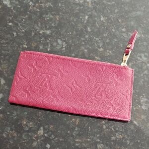 Louis Vuitton Raspberry Embossed Monogram Zip Wallet with Gold Trim